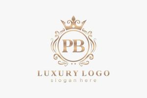 Initial PB Letter Royal Luxury Logo template in vector art for Restaurant, Royalty, Boutique, Cafe, Hotel, Heraldic, Jewelry, Fashion and other vector illustration.