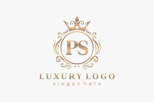 Initial PS Letter Royal Luxury Logo template in vector art for Restaurant, Royalty, Boutique, Cafe, Hotel, Heraldic, Jewelry, Fashion and other vector illustration.