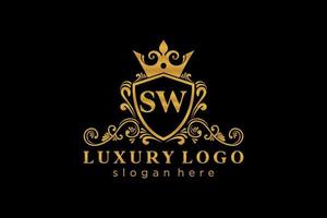 Initial SW Letter Royal Luxury Logo template in vector art for Restaurant, Royalty, Boutique, Cafe, Hotel, Heraldic, Jewelry, Fashion and other vector illustration.