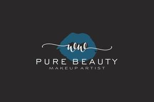 diseño de logotipo prefabricado inicial de labios de acuarela ww, logotipo para marca comercial de artista de maquillaje, diseño de logotipo de boutique de belleza rubor, logotipo de caligrafía con plantilla creativa. vector