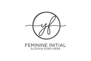 Initial YF handwriting logo with circle template vector logo of initial signature, wedding, fashion, floral and botanical with creative template.