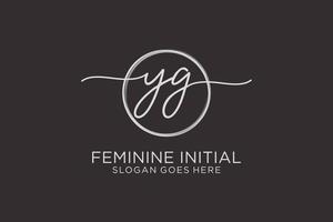 Initial YG handwriting logo with circle template vector logo of initial signature, wedding, fashion, floral and botanical with creative template.