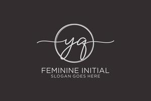 Initial YQ handwriting logo with circle template vector logo of initial signature, wedding, fashion, floral and botanical with creative template.