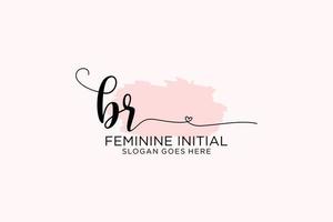 Initial BR beauty monogram and elegant logo design handwriting logo of initial signature, wedding, fashion, floral and botanical with creative template. vector