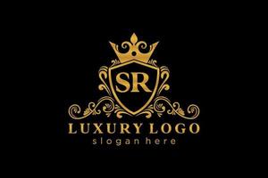 Initial SR Letter Royal Luxury Logo template in vector art for Restaurant, Royalty, Boutique, Cafe, Hotel, Heraldic, Jewelry, Fashion and other vector illustration.