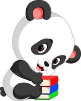 cute panda holding pencil and book vector