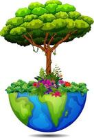 tree on the earth vector