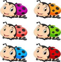 Ladybug with different facial expressions and different color vector