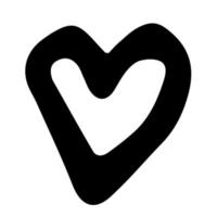 ilustración de vector de estilo de doodle de corazón negro dibujado a mano aislado en blanco