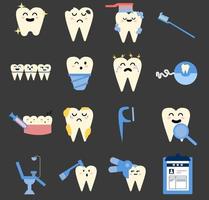 Funny dental and tooth illustration cartoon vector