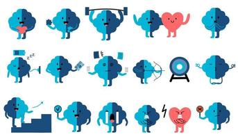 Brain activity cartoon character icon. Vector of brain activity illustration