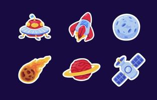 Outer Space Sticker Set vector