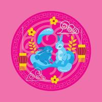 Two Chinese New Year Water Rabbits vector