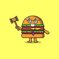 Cute cartoon mascot character wise judge Burger vector