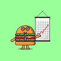 cartoon Burger businessman present information vector