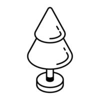 A linear isometric icon of round tree vector