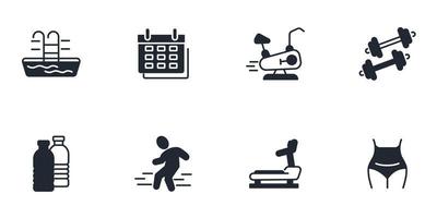 conjunto de iconos de fitness. elementos de vector de símbolo de paquete de fitness para web de infografía