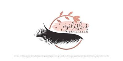 Beauty eyelashes logo design template with leaf element and creative modern concept vector