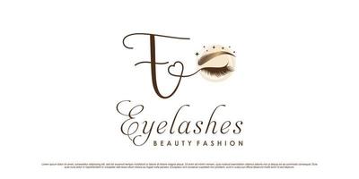 Luxury eyelashes logo design for makeup salon with initial letter e and creative element concept vector