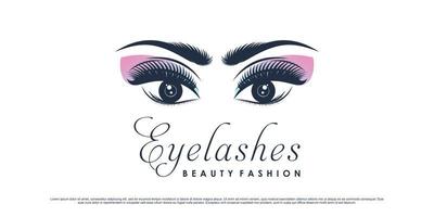 Beauty eyelashes extension logo design for makeup studio with unique concept and creative element vector