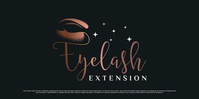 Eyelash extension logo design for beauty makeup with creative modern concept vector