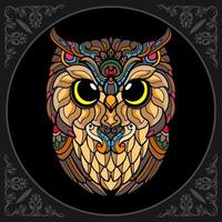 Colorful owl bird mandala arts isolated on black background vector