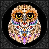 Colorful owl bird mandala arts isolated on black background vector