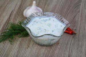 Tzatziki on wood photo