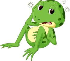 Green frog with happy smile vector