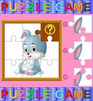 Jigsaw Puzzle Education Game for Preschool Children with rabbit vector