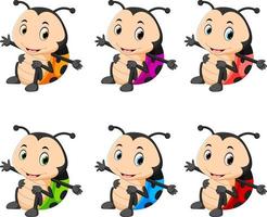Ladybug with different facial expressions and different color vector