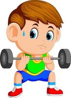 a boy lifting weights vector