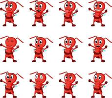 Ant with different facial expressions vector