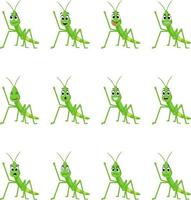 Grasshopper with different facial expressions vector