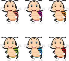 Ladybug with different facial expressions and different color vector