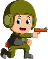 a brave soldier with a gun vector