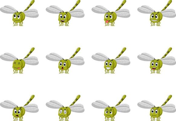 dragonfly with different facial expressions and different color