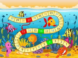 Boardgame template with under the sea background vector