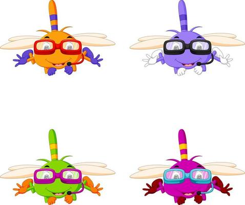 dragonfly with different facial expressions and different color