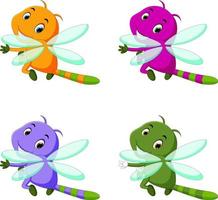 dragonfly with different facial expressions and different color vector