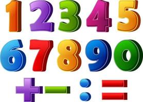 números coloridos y operaciones matemáticas vector