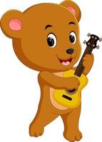 cute bear playing guitar vector