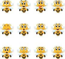 Bee with different facial expressions vector