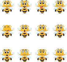 Bee with different facial expressions vector