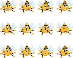 abeja con diferentes expresiones faciales vector