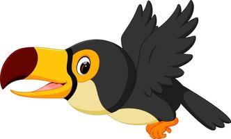 pájaro de dibujos animados tucán volando vector