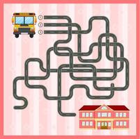 Maze game template with school bus vector