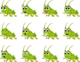 Grasshopper with different facial expressions vector