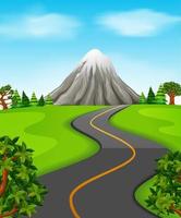 Illustration of a road going to the mountain vector