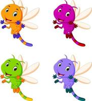 dragonfly with different facial expressions and different color vector